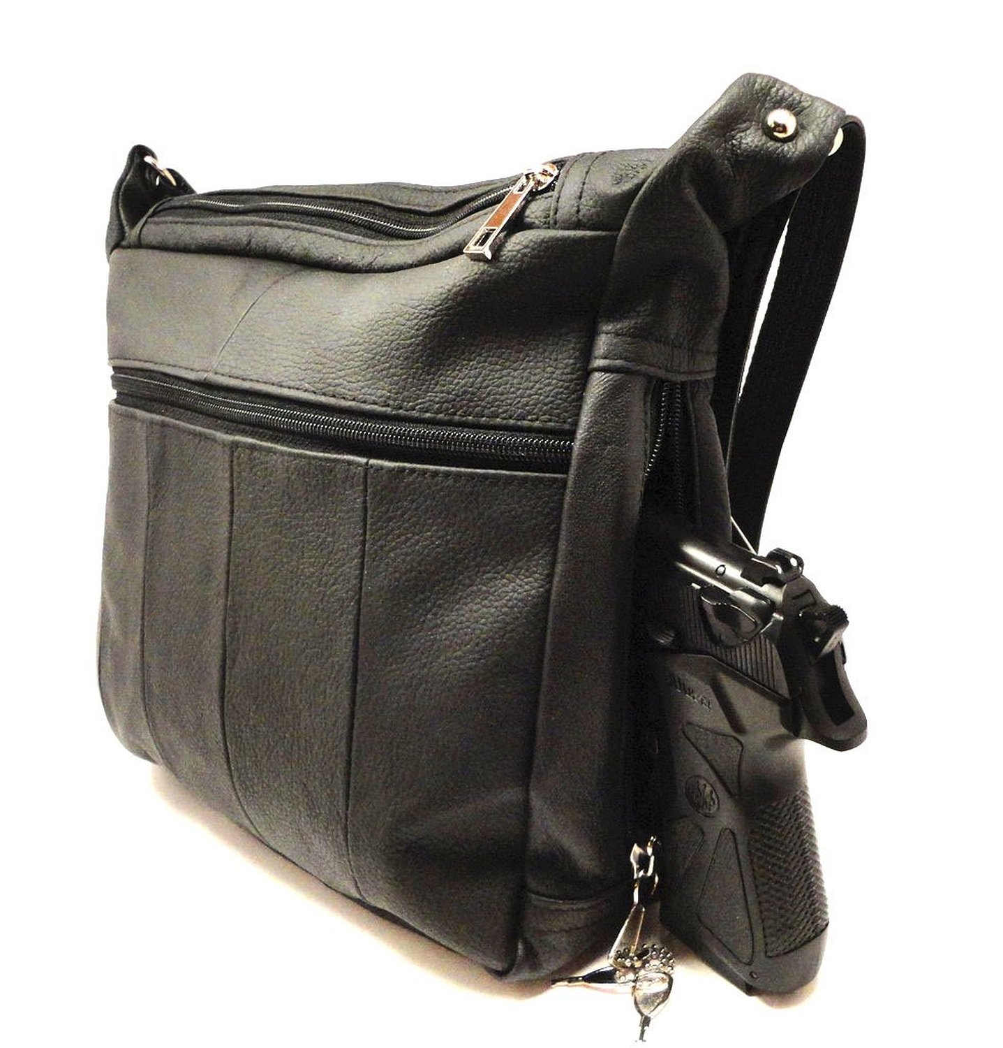 Leather Concealed Carry Gun Purse Concealment Bag with Locking Zipper ...