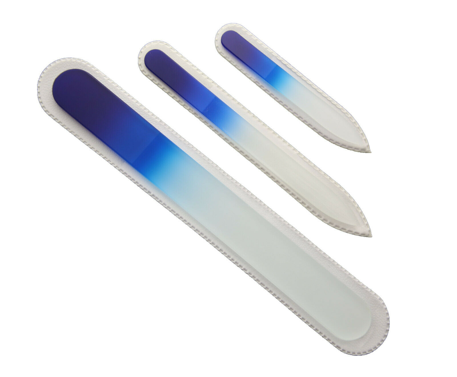 3 Pc Authentic Czech Etched Crystal Glass Manicure Nail File Set Many